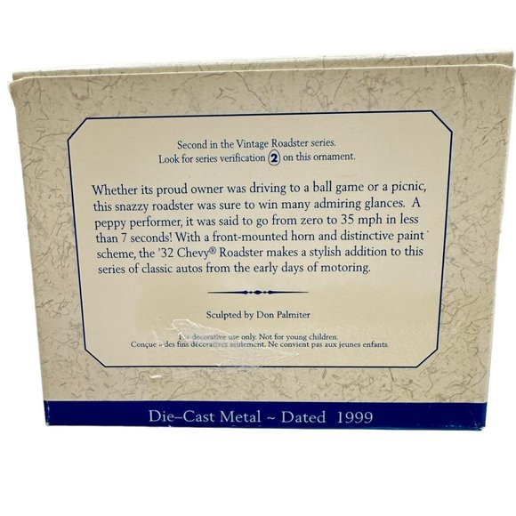 Hallmark Keepsake Ornament 1932 Chevrolet Standard Sports Roadster 1999 Vintage - Picture 2 of 11